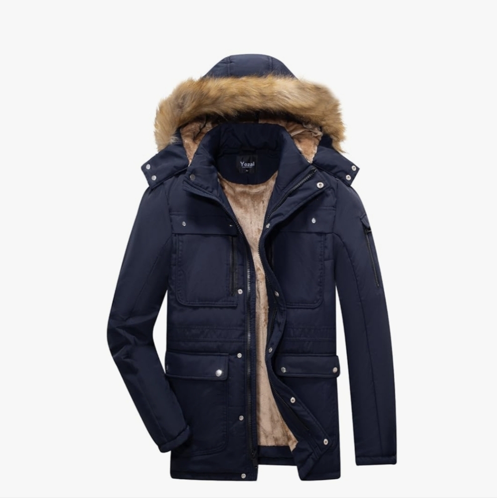 Yozai Men's Winter Coat, Water Resistant Ski Jacket Mountain Windbreaker Hooded
